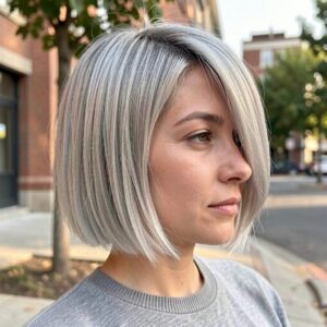 Summer 2019 Hairstyles - Blunt Bob in Silvery Grey