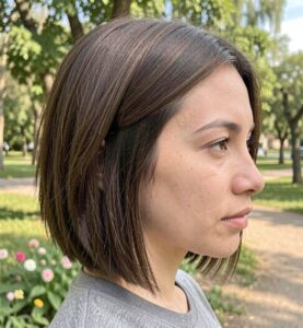 Summer 2019 Hairstyles - Blunt Brunette Bob