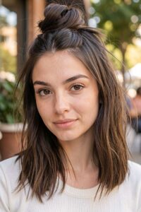 Summer 2019 Hairstyles - Chic Half Top Knot with Textured Lengths