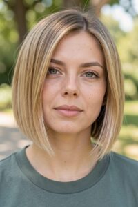 Summer 2019 Hairstyles - Multi-Tonal Blunt Bob with Side-Part