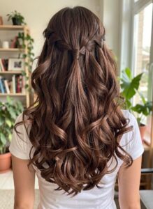 half up waterfall braid