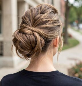 medium length updo pompadour