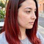 Red Feathered Balayage Highlights