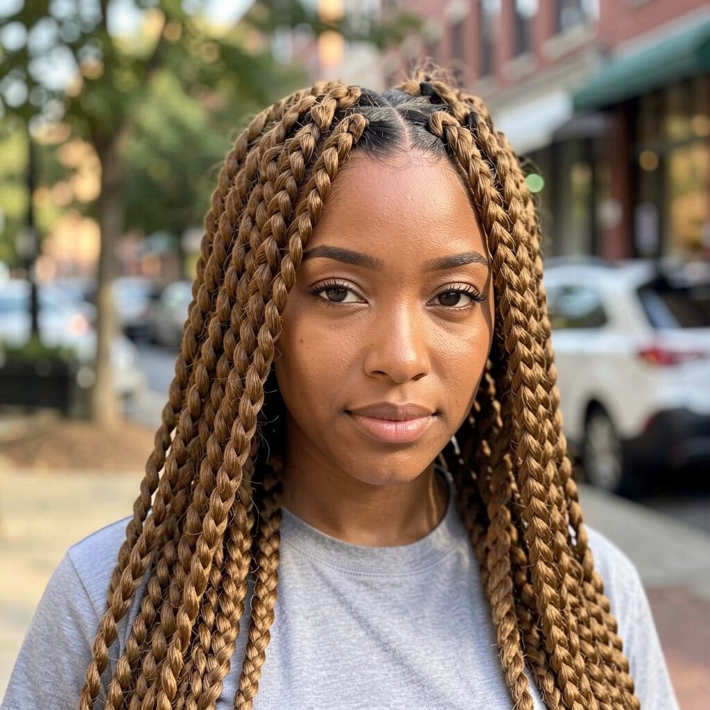 Blonde Large Triangle box braids