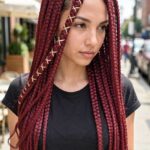 Bright Red Triangle Box Braids