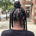 Medium length triangle box braid