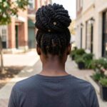 Triangle Box Braid In A Top Bun