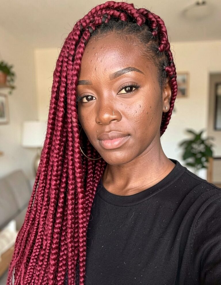 red box braids styles