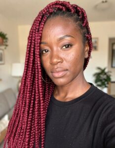 red box braids styles