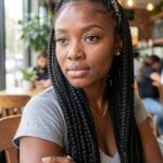 White Highlights Triangle Box Braids