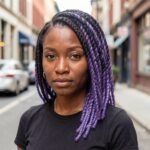 Assymetric Purple Bob Crochet Box Braids