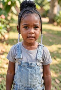 Beaded bangs bun little black girl