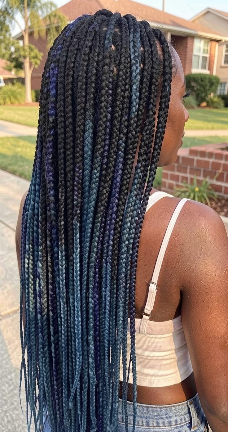 Blue ombre crochet box braid