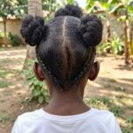 Braided Side Part Buns Little Black Girl