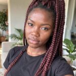 Burgundy Box Braids Ponytail