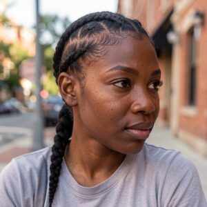 Chunky cornrows mid length hair