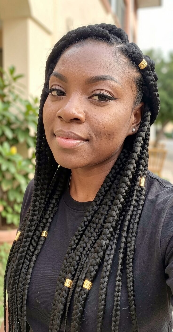 Crochet box braid with hair cuff
