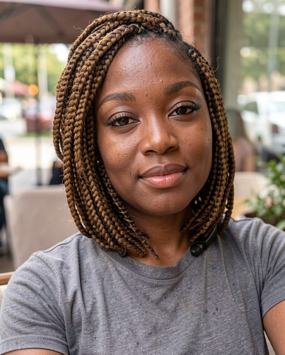 Crochet box braids in a bob