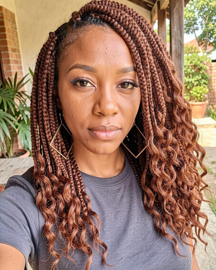 Crochet box braids with curly ends
