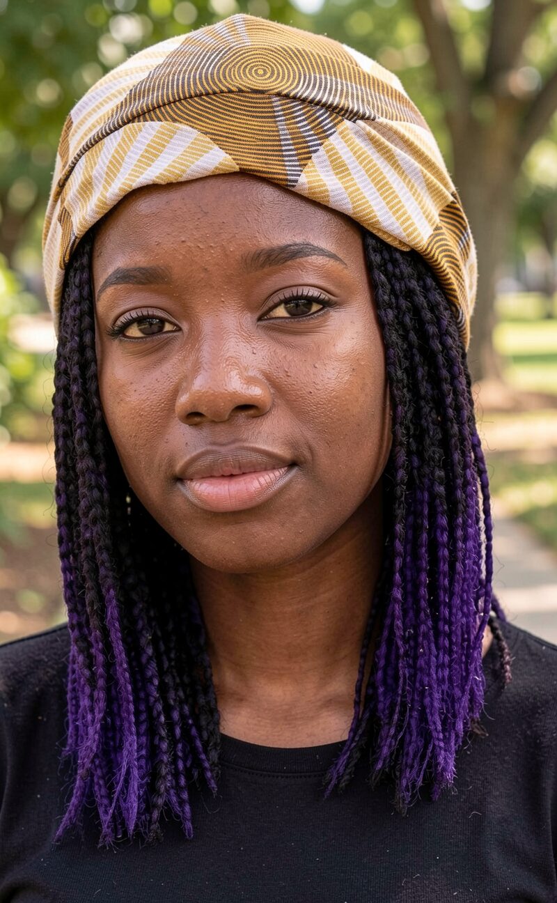 Crochet box braids with scarf