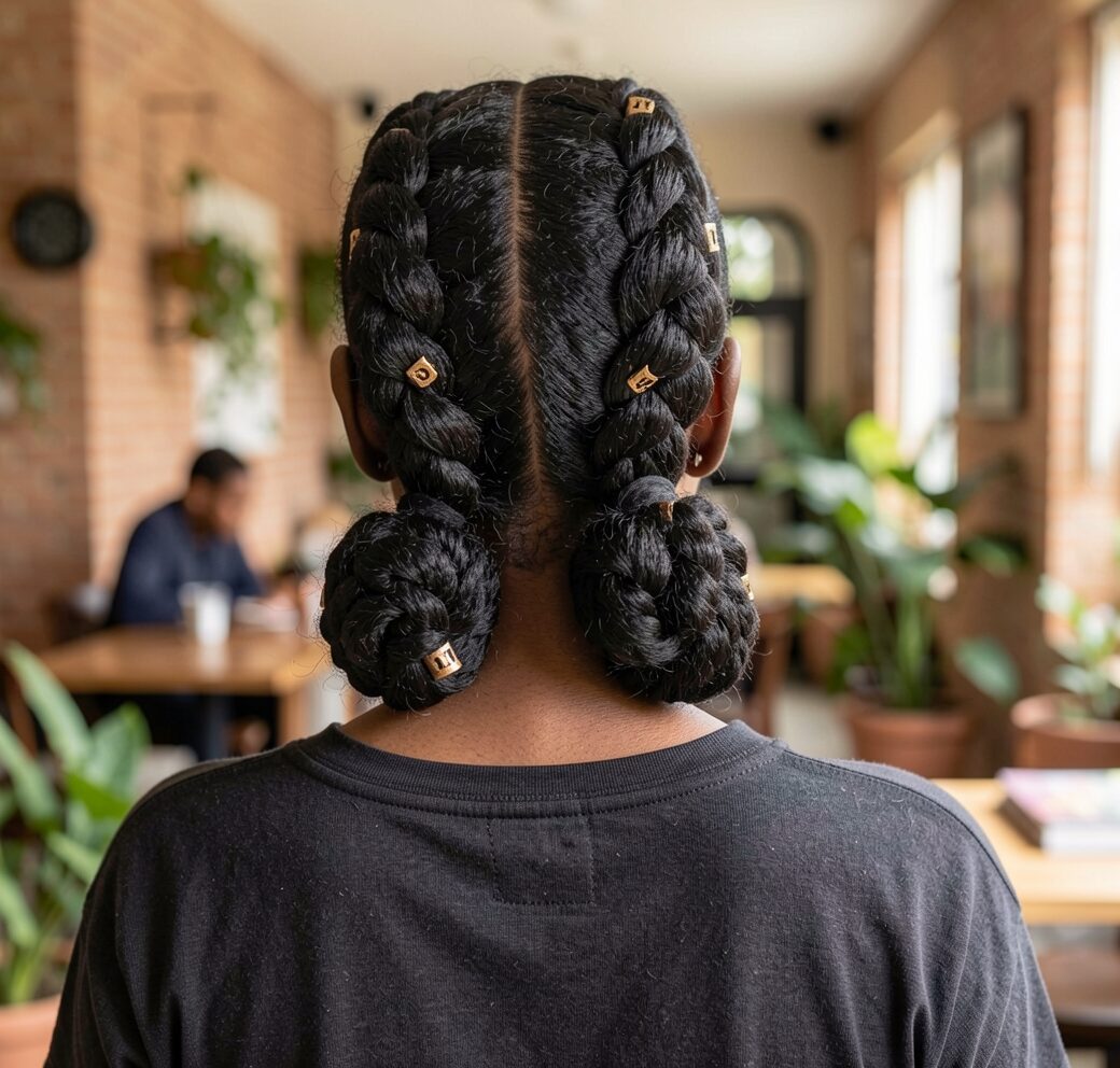 Embroidered braided pigtails