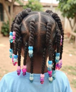 Jumbo twists with beads for girls