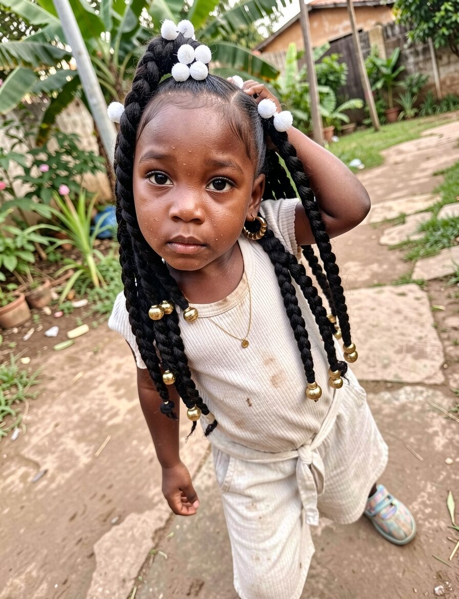 Maxi braids with beads for girls