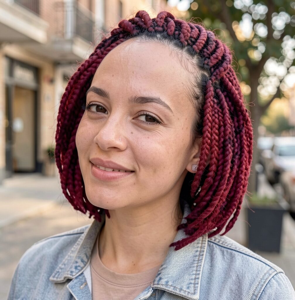 Red crochet box braids