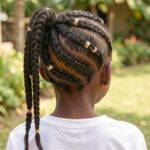Side Swoop Braid Ponytail With Cuff For Girls