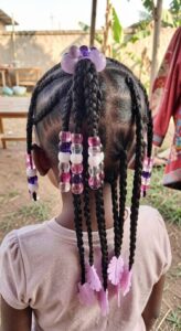 little girls braid and beads