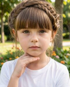 Cute Hairstyles for Girls - Milkmaid Braid with Bangs