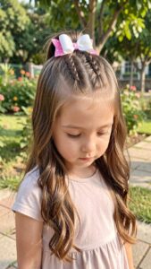 Cute Hairstyles for Girls - Mini Braids and Top Knot