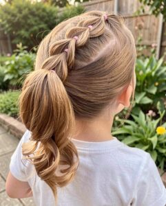 Cute Hairstyles for Girls - Mini Pull Through Braid and Ponytail