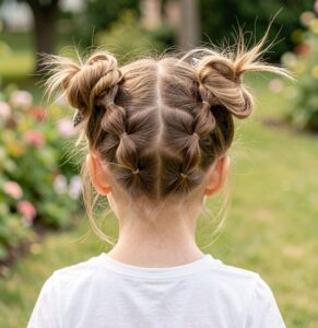 Cute Hairstyles for Girls - Reverse Bubble Braids and Space Buns