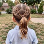 Cute Hairstyles For Girls Ribbon Halo Braid 2