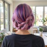Prom Hairstyles Medium Hair Pink And Purple Braided Crown