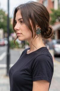 Prom Hairstyles Medium Hair - Pinned Style with Loose Tendrils