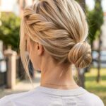 Prom Hairstyles Medium Hair Rope Braid And Low Sleek Bun