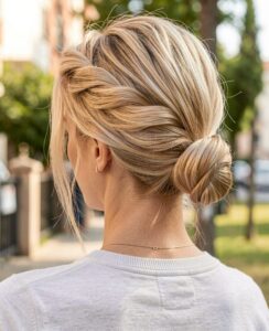 Prom Hairstyles Medium Hair - Rope Braid and Low Sleek Bun