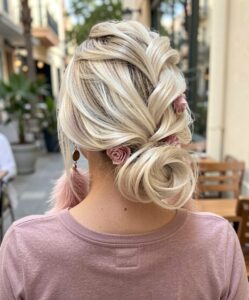 Prom Hairstyles for Medium Hair - Loose Braid and Low Bun