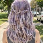 Prom Hairstyles For Medium Hair Loose Waterfall Braid And Purple Tones