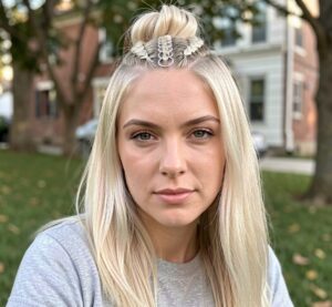 Prom Hairstyles for Medium Hair - Mini Braids and Top Knot