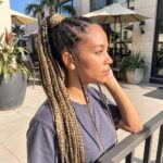 Blonde Pony Feed In Braids