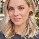 Collarbone Length Haircuts Golden Blonde With Loose Curls