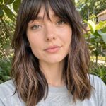 Collarbone Length Haircuts Tousled Layers With Bangs