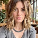 Beach Waves Short Hair Centre Parted Bob With Honey Blonde Ombre