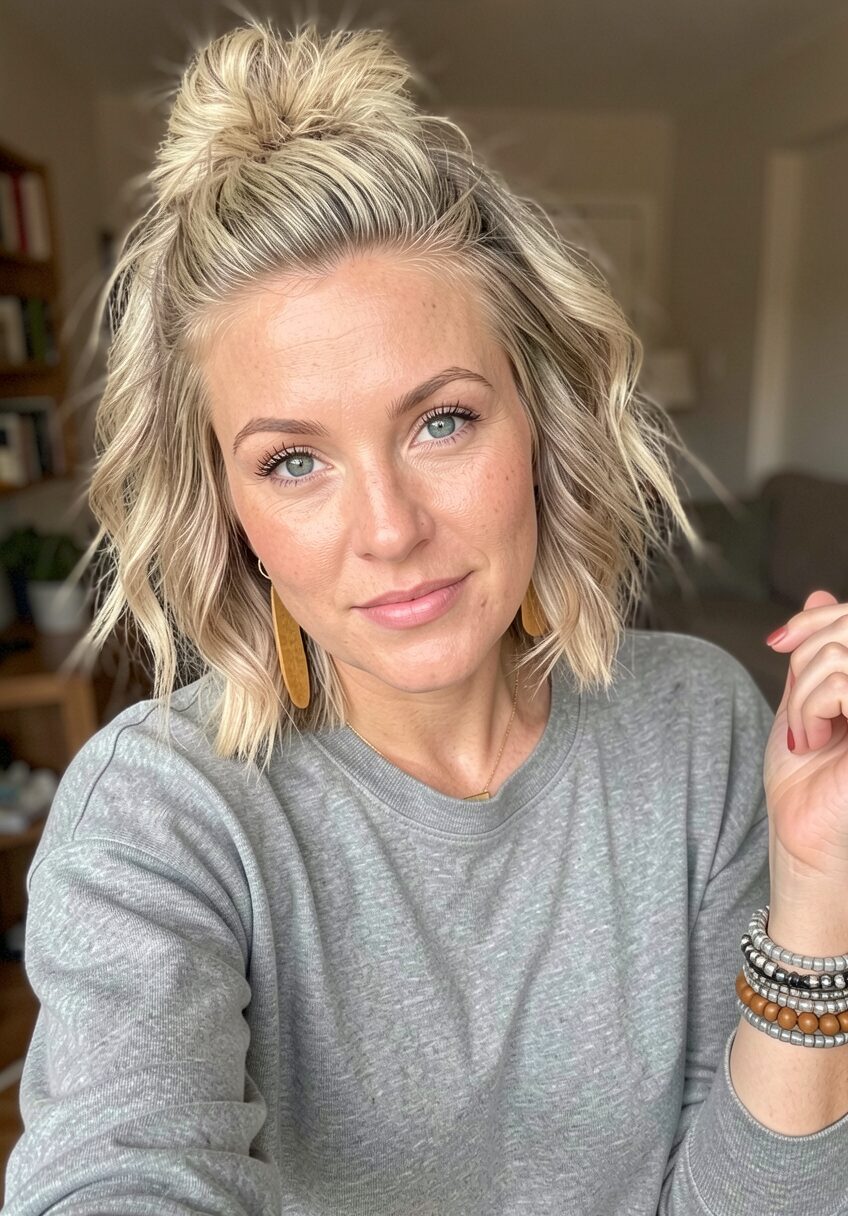 Beachy Curls with Top Knot