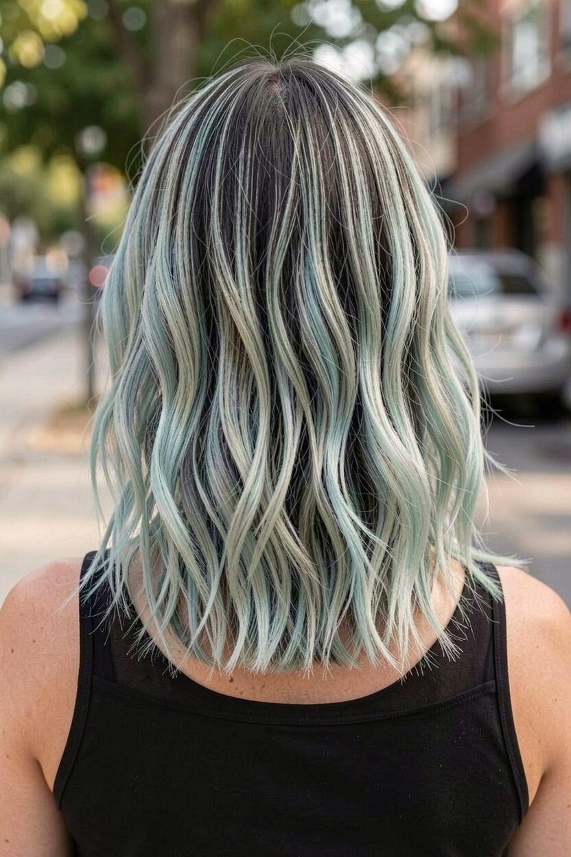 Big Beachy Waves with Mint Green Highlights