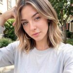 Beach Waves Short Hair Grown Out Bangs And Golden Brown Balayage