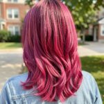 Tinsel Hair Extensions Magenta Hair With Lavender Tinsel Extensions